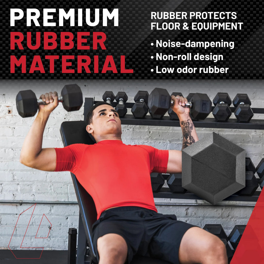 150 lb Hex Rubber Dumbbell Set E312539