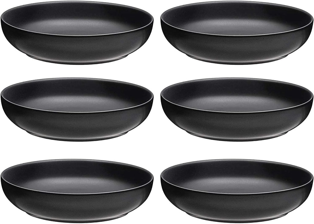 Matte Black Set Of 6 24 Oz Ceramic Bowls O5786