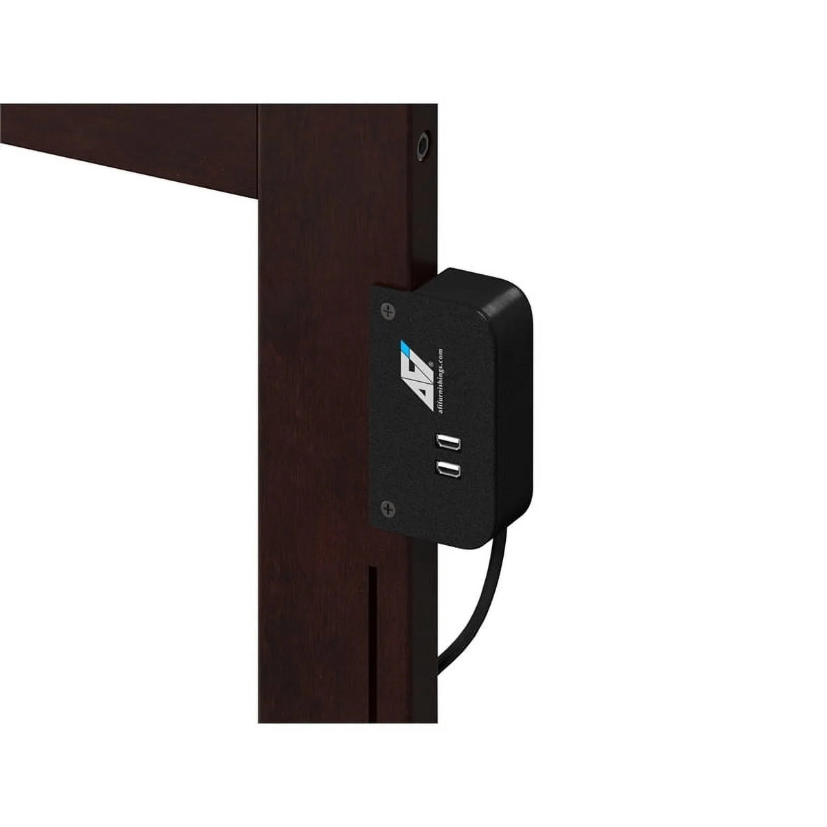 Solid Wood Twin Bed with USB Charger in Espresso U968895