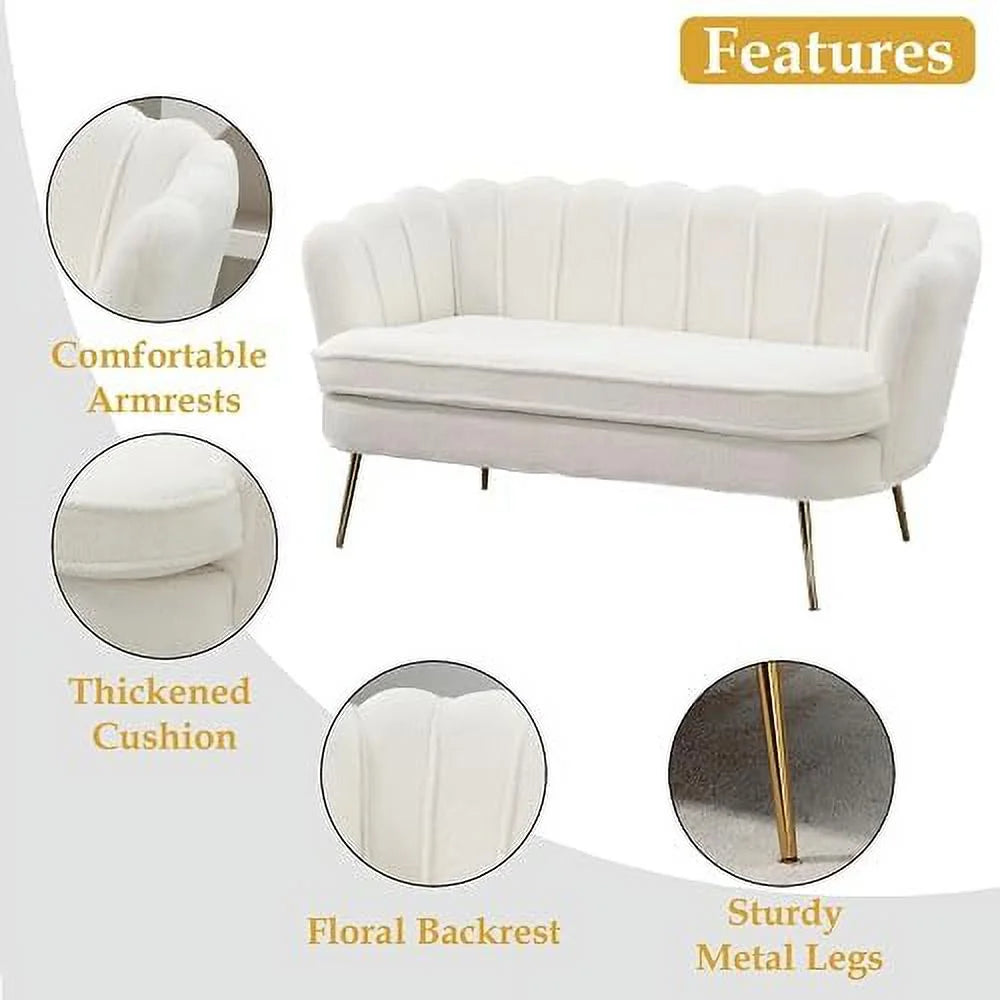 Boucle Loveseat Sofa with Gold Metal Legs Q81056