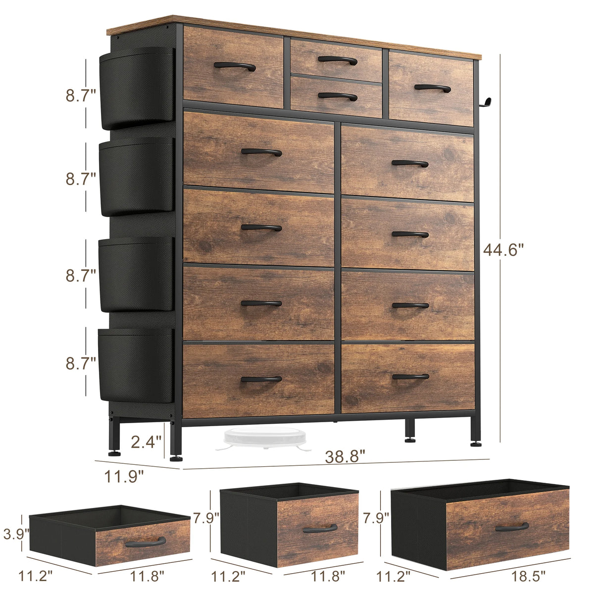 Brown 12 Drawer Fabric Dresser E393