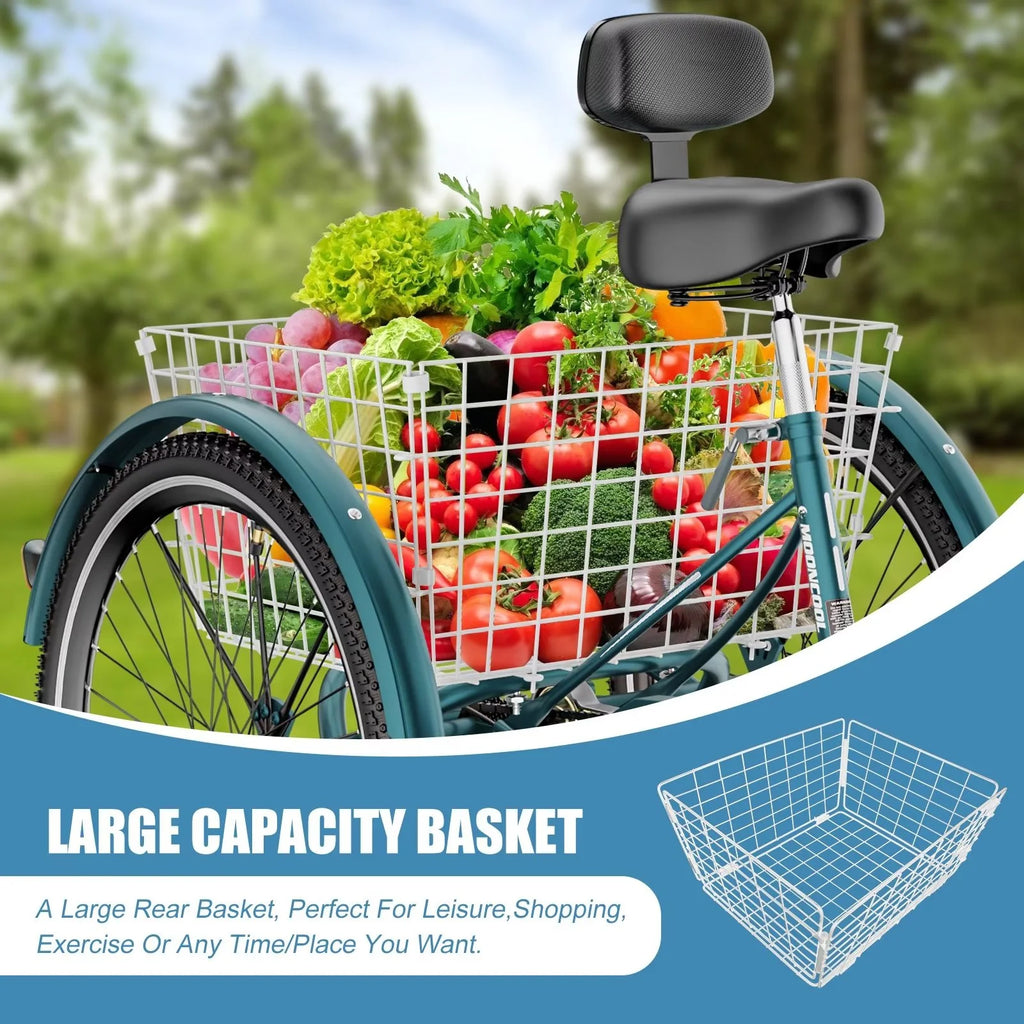 7 Speed 3 Wheel Adult Tricycles with Basket I4631