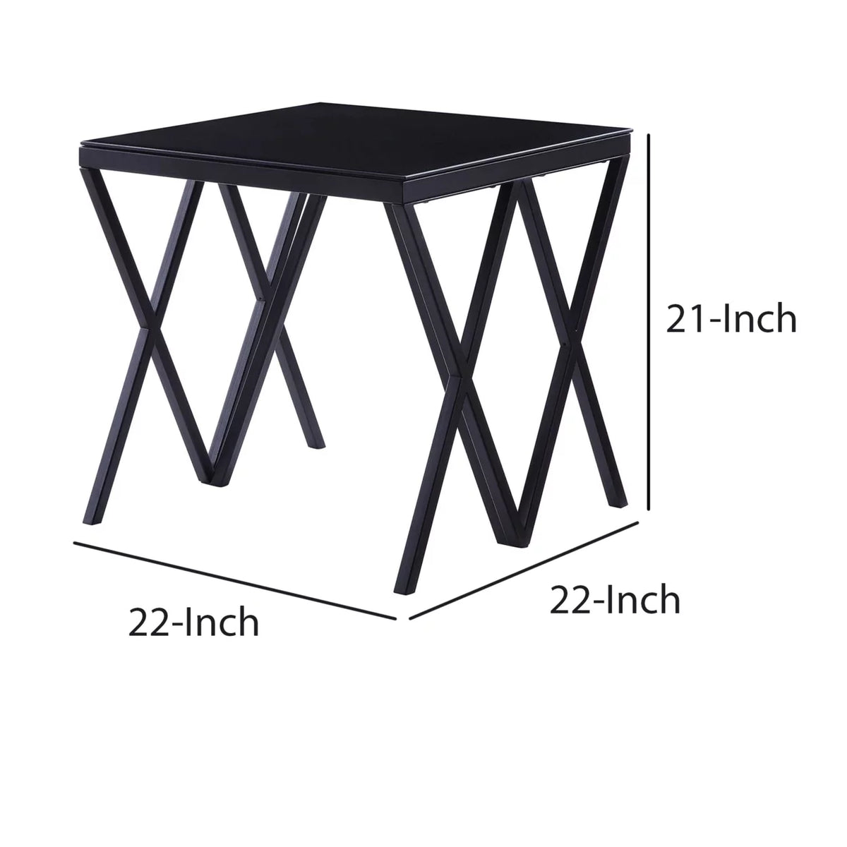 Black Metal End Table with Geometric Base R311946