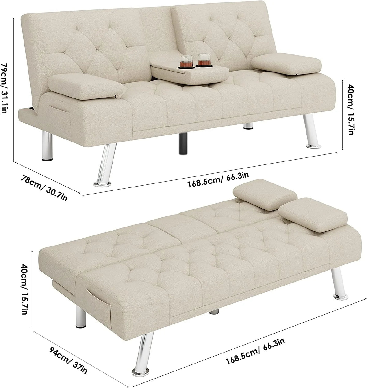 Gray Convertible Futon Sofa Bed N8742