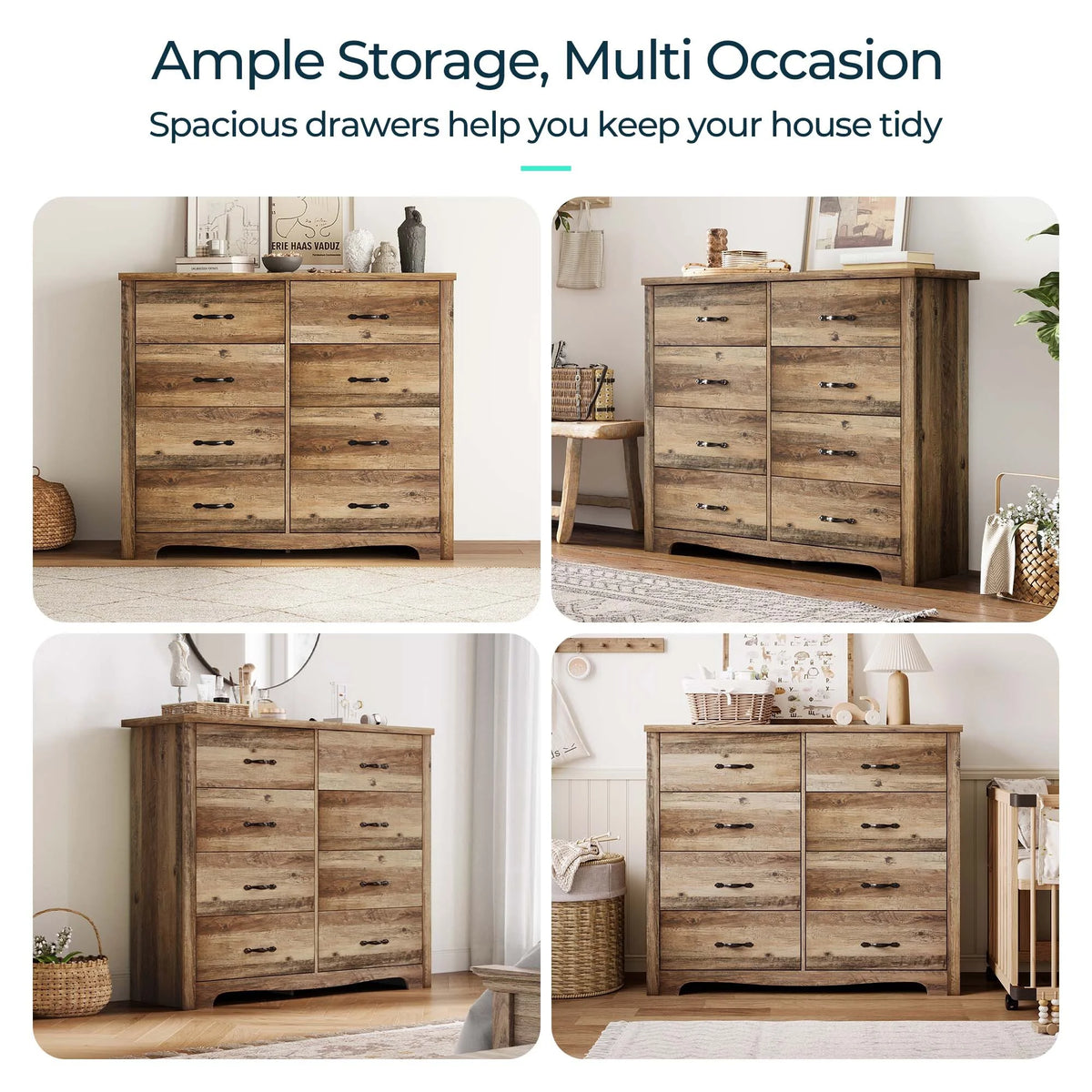 Black 8 Drawer Wood Dresser T290