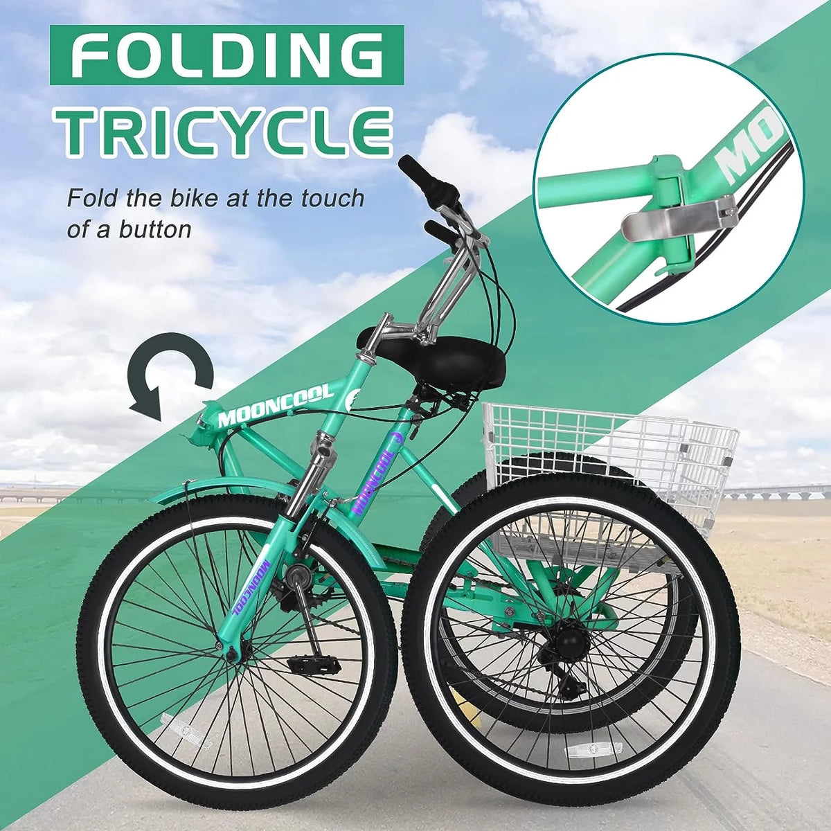 7 Speed Folding Adult Tricycle with Basket W157