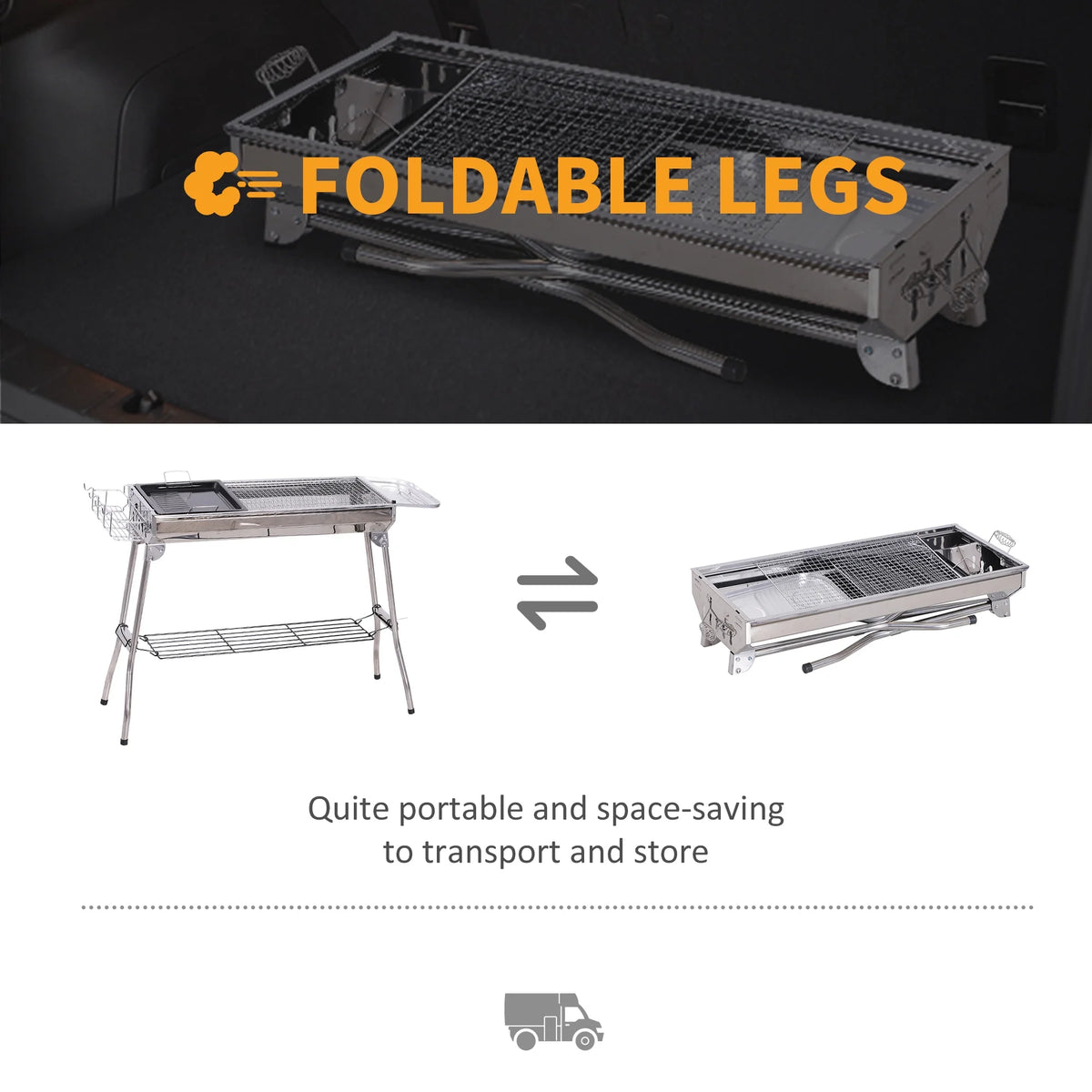 Portable Folding Charcoal BBQ Grill Stainless Steel B21957