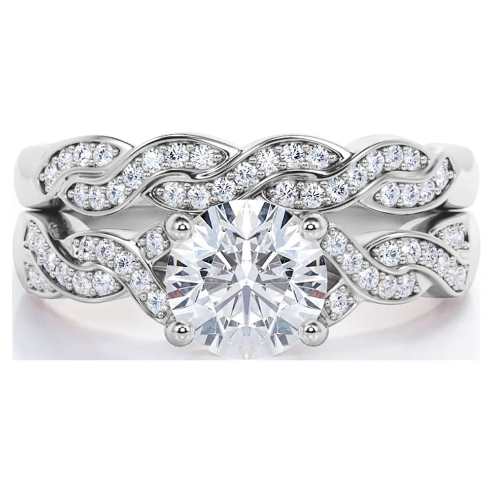 1.25 Carat Round Cut Moissanite Wedding Set Y61120