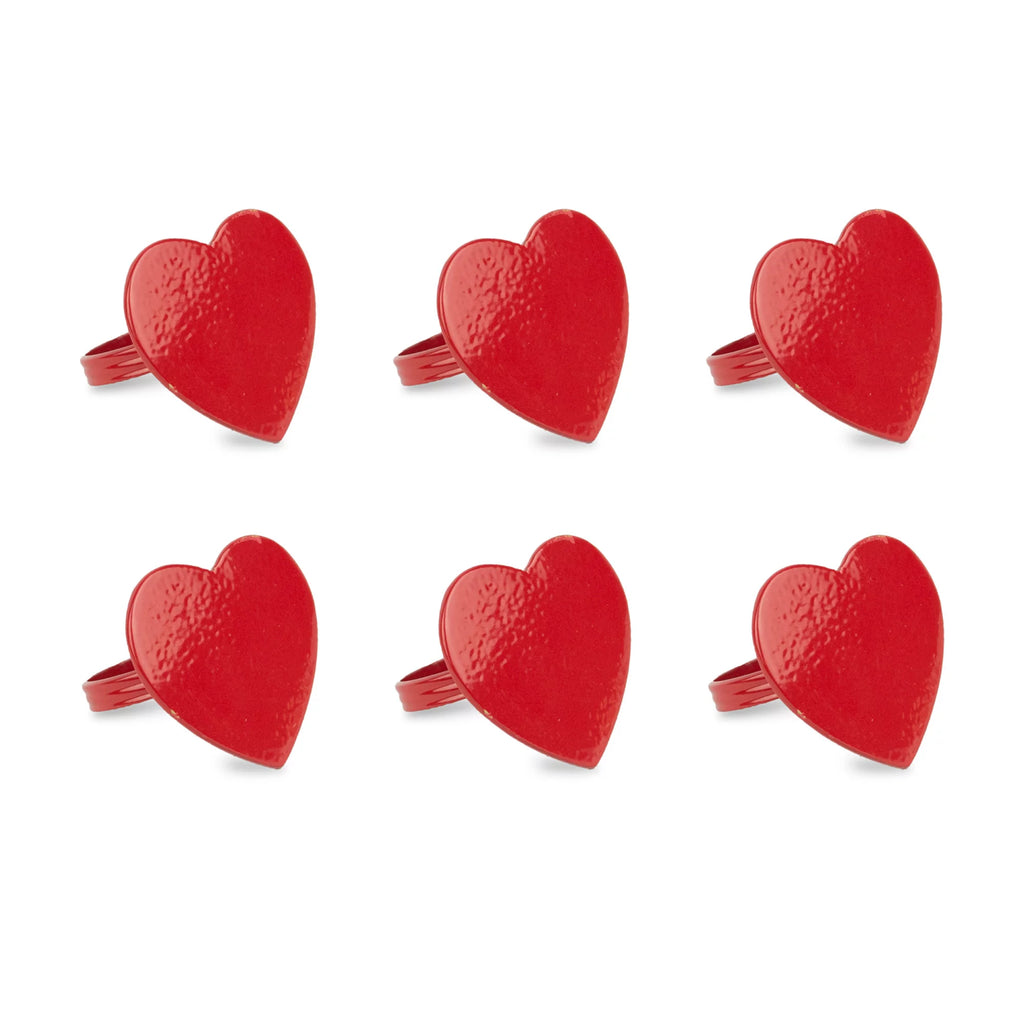 Set of 6 Red Heart Shaped Napkin Rings A664764