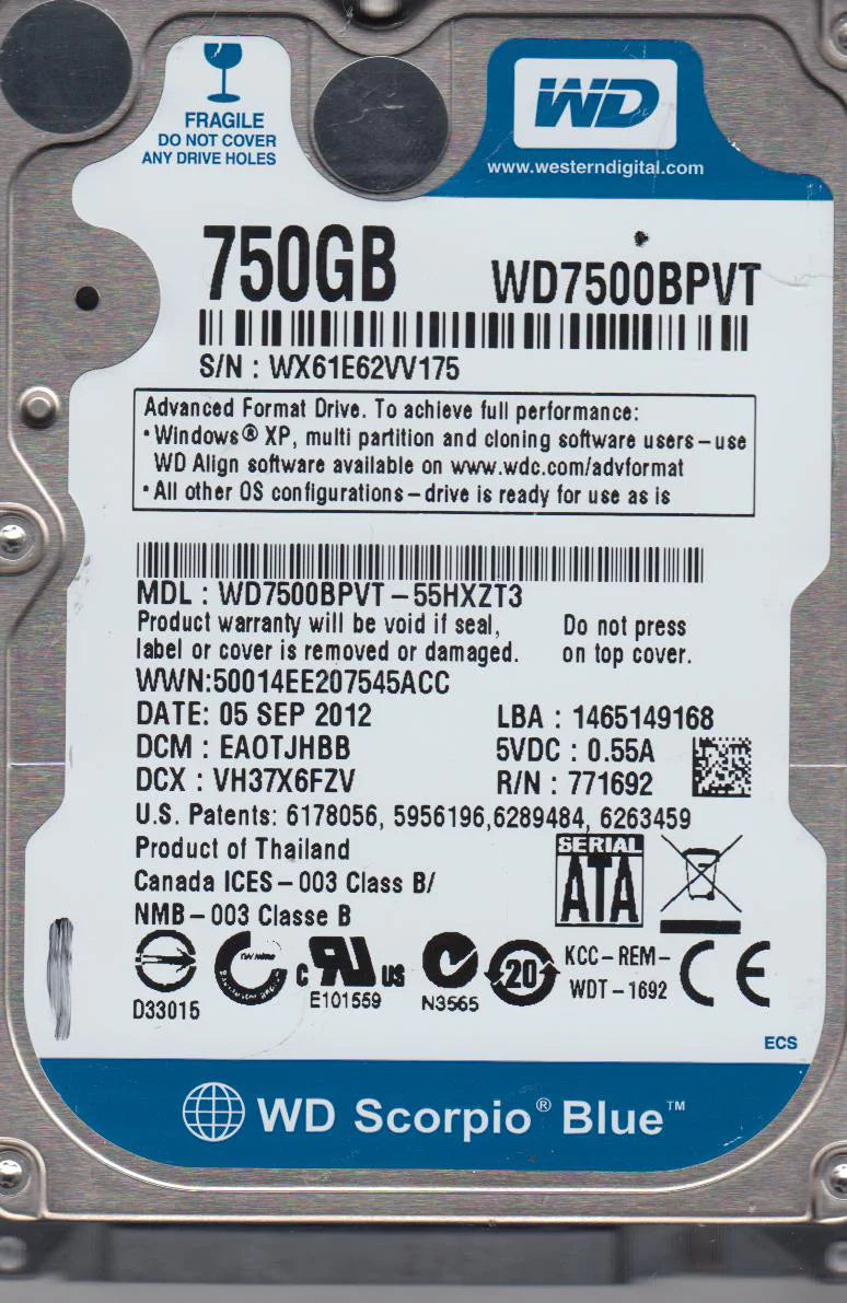 750GB SATA 2.5 Hard Drive U94618