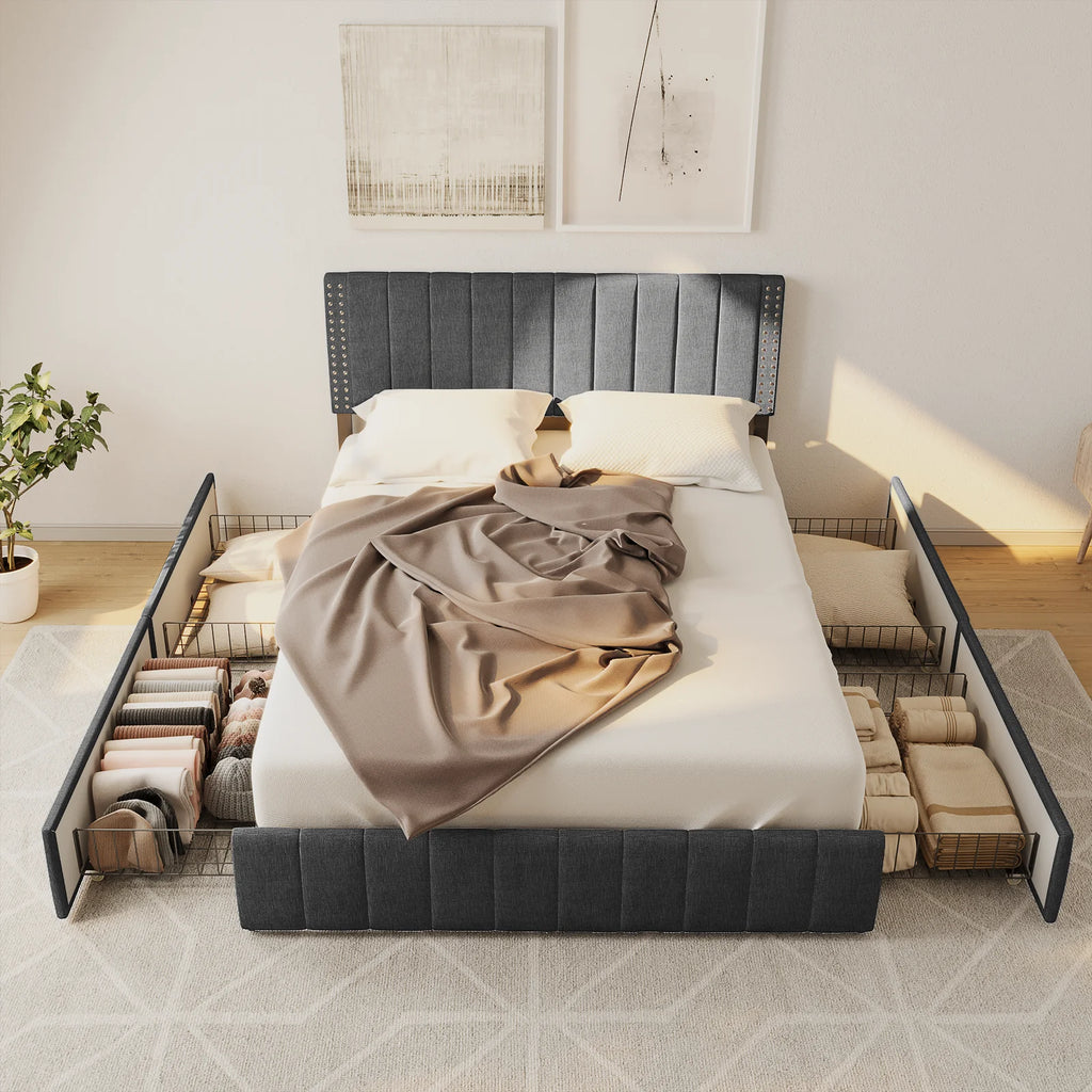Full Bed Frame with 4 Storage Drawers K525599