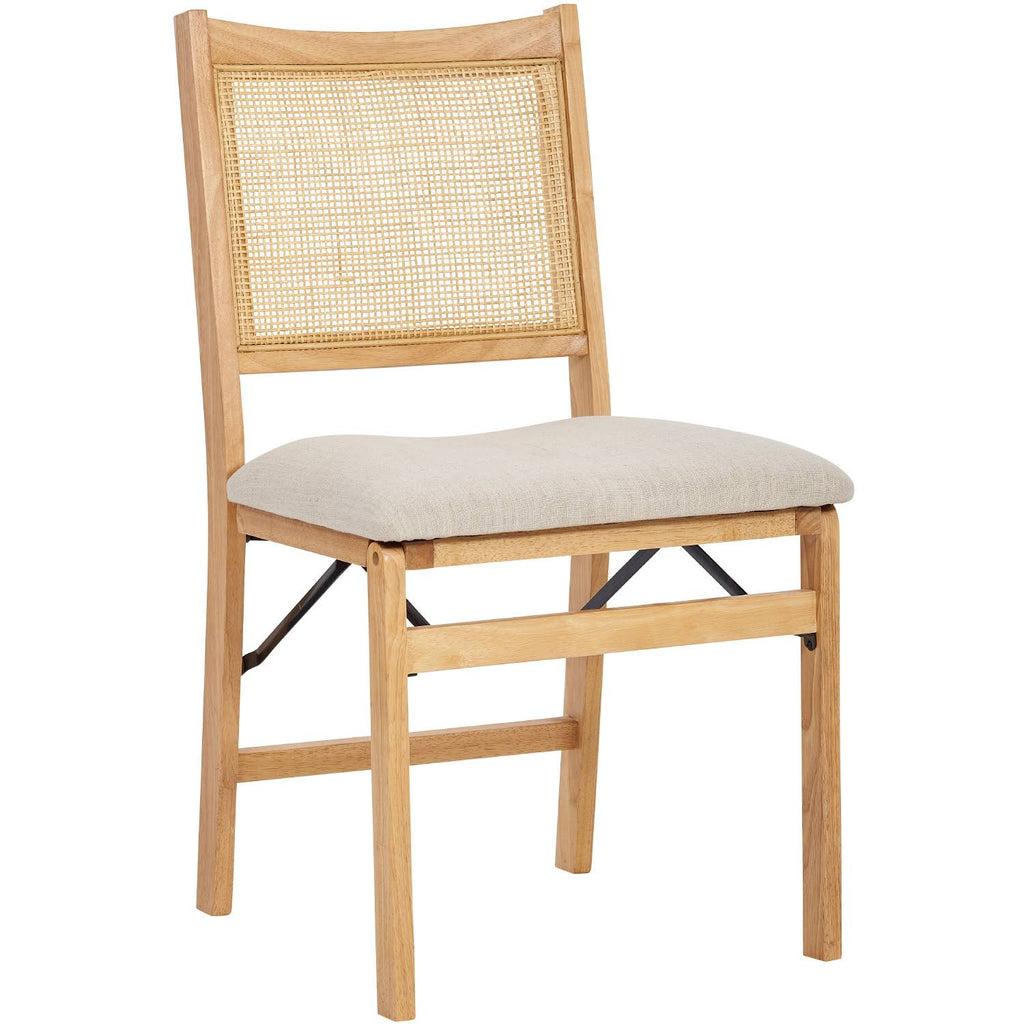 Folding Dining Chair Natural Beige Fabric Y487758
