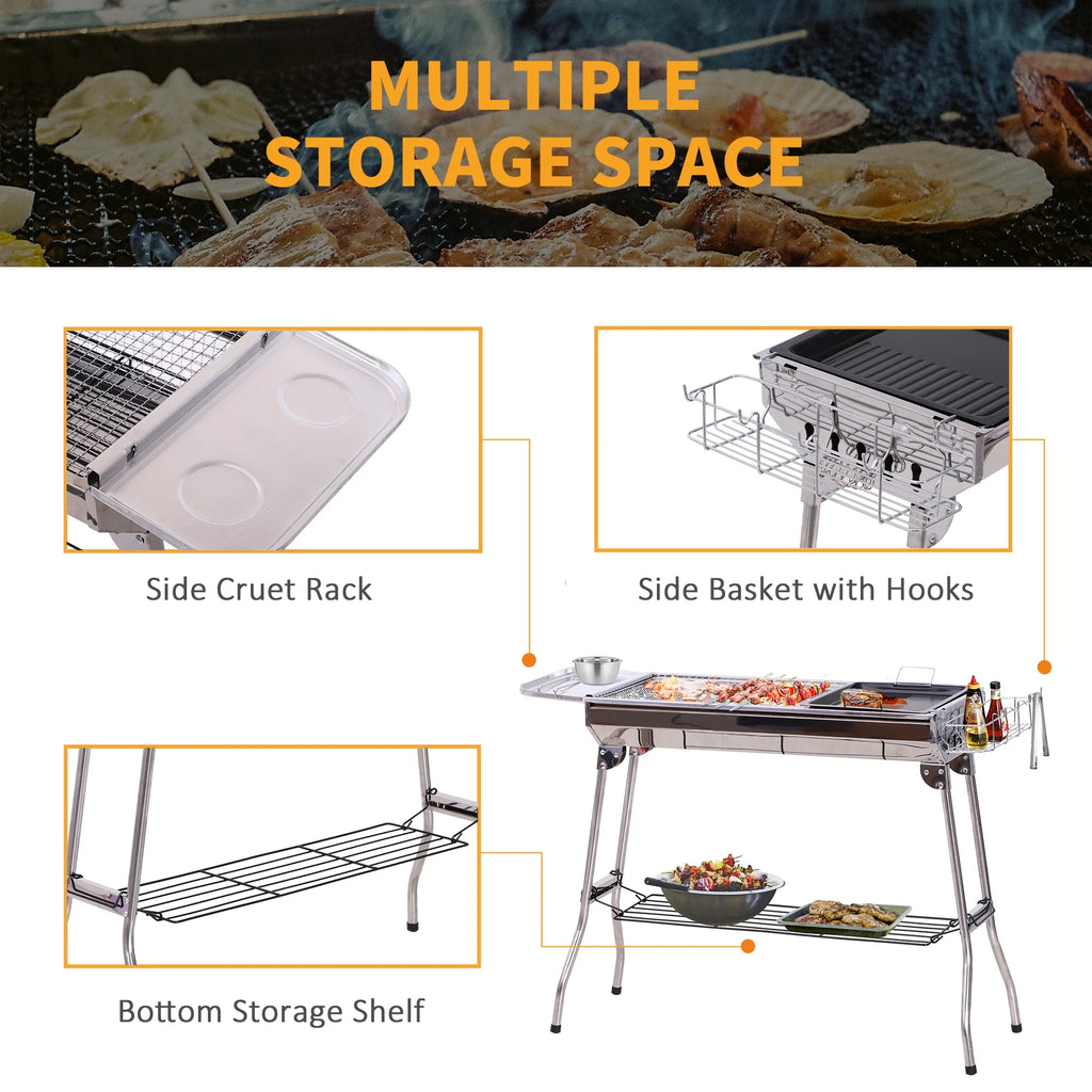 Portable Folding Charcoal BBQ Grill Stainless Steel B21957