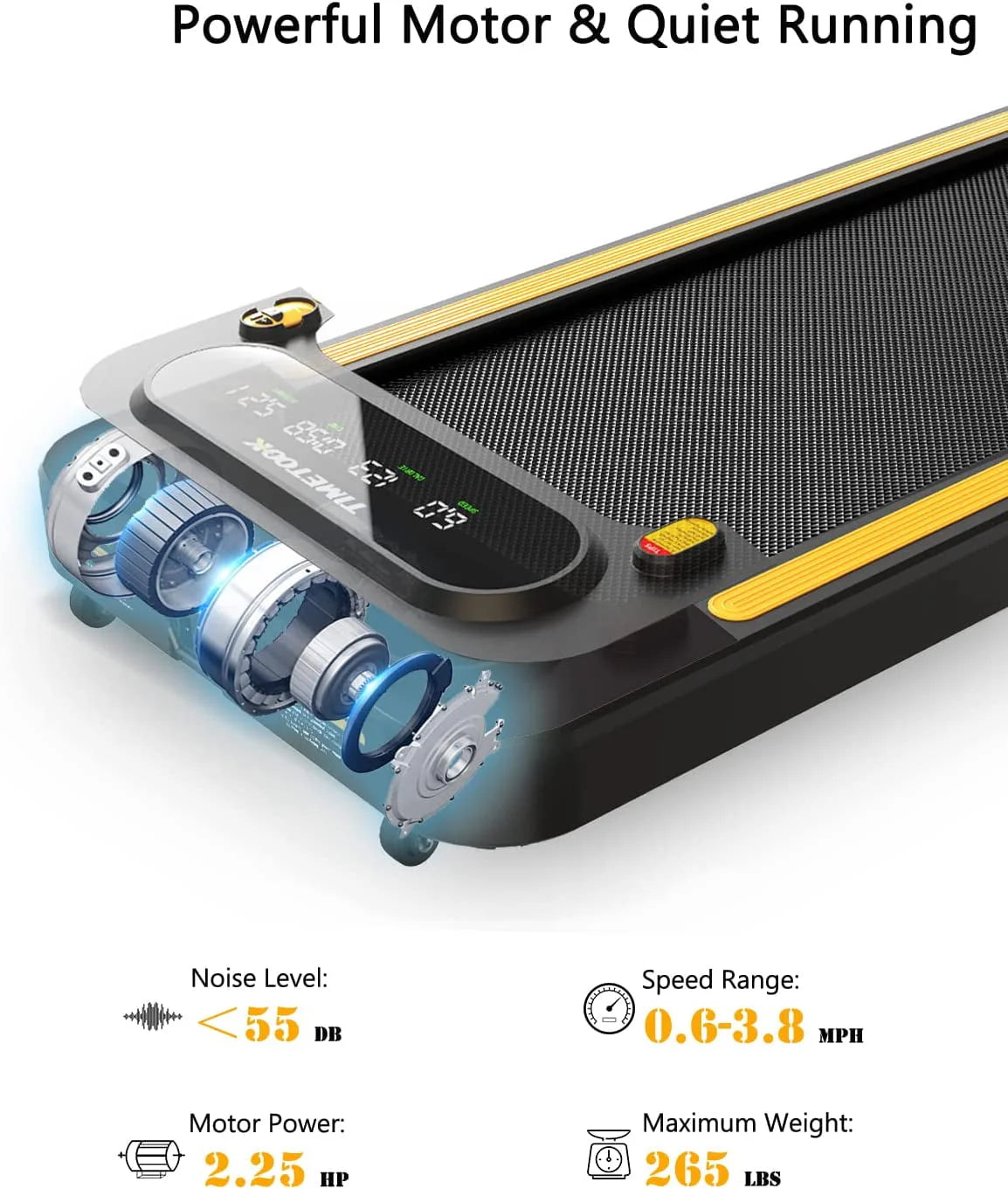 Under Desk Treadmill 2.25HP 265lb Weight Capacity Portable Walking Pad F247028