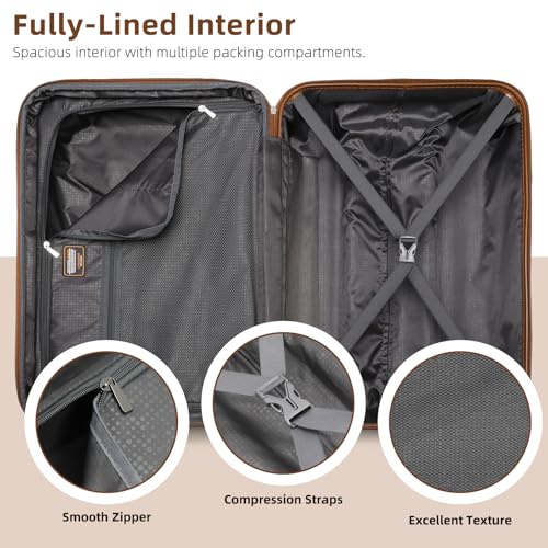 Expandable Hardshell 3 Piece Luggage Set with Spinner Wheels TSA Lock X21287