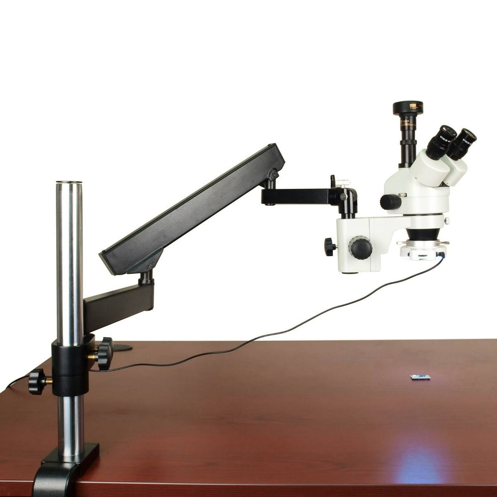 7-45X Stereo Microscope with Articulating Arm LED Ring Light Camera Q625340