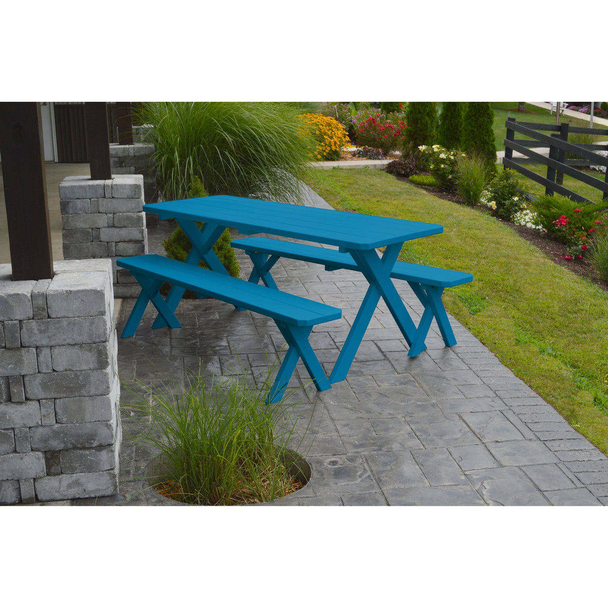 5' Cross-leg Picnic Table with 2 Benches E791