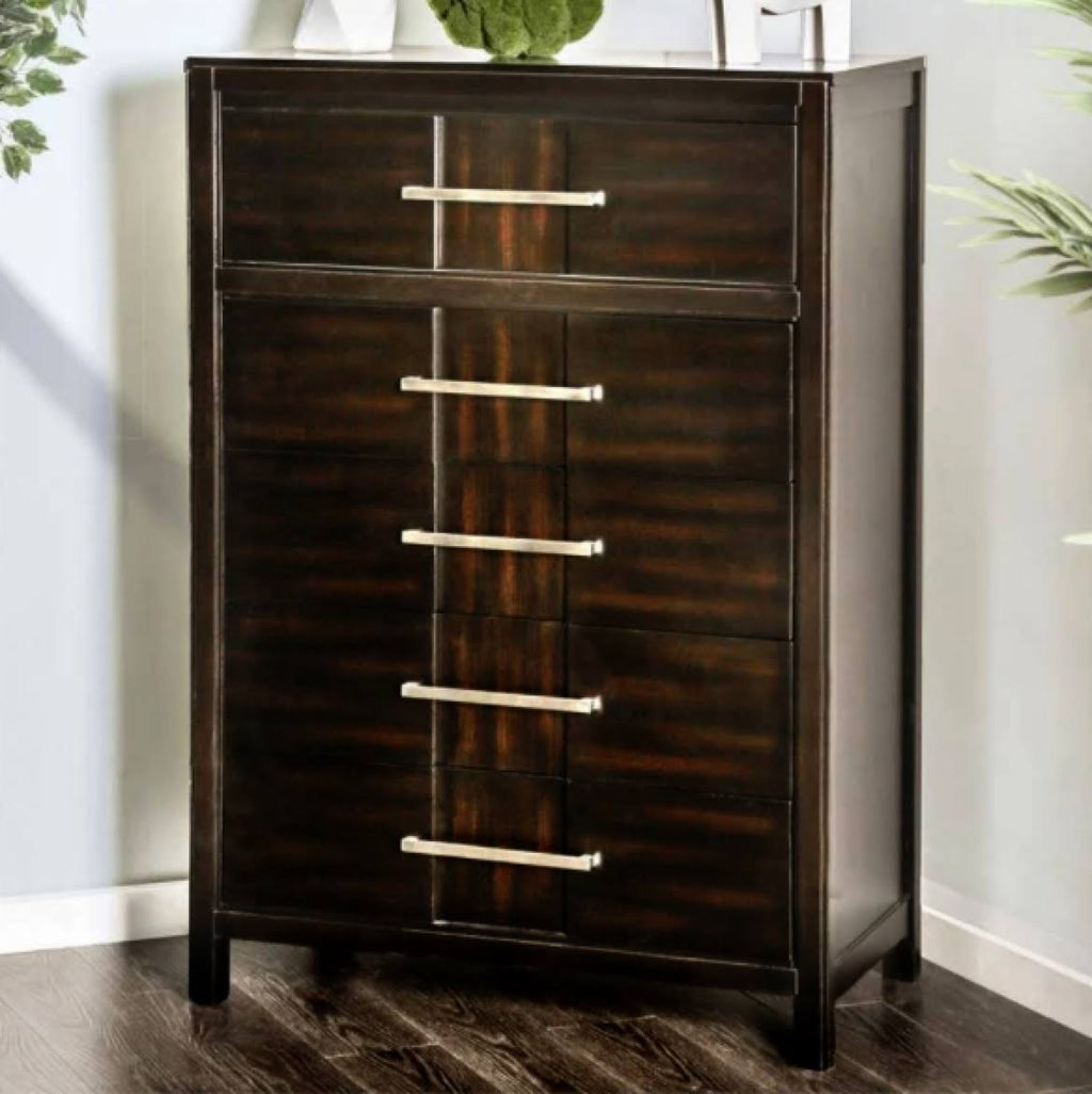 Espresso Wood 5-Drawer Chest T32569