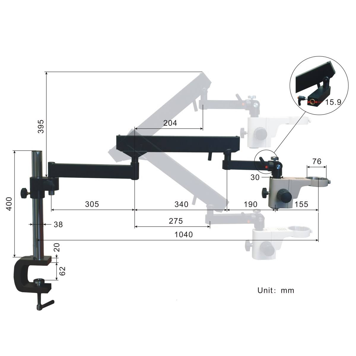 7-45X Stereo Microscope with Articulating Arm LED Ring Light Camera Q625340