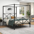 Queen Size Black Metal Canopy Bed Frame J18275