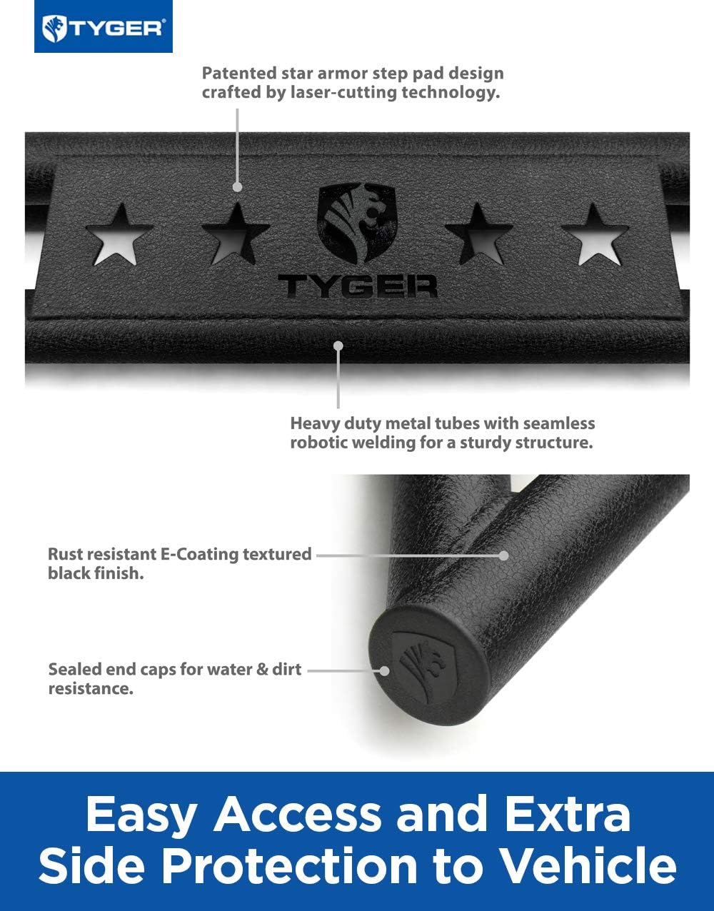 Textured Black Side Step Nerf Bars Running Boards D555