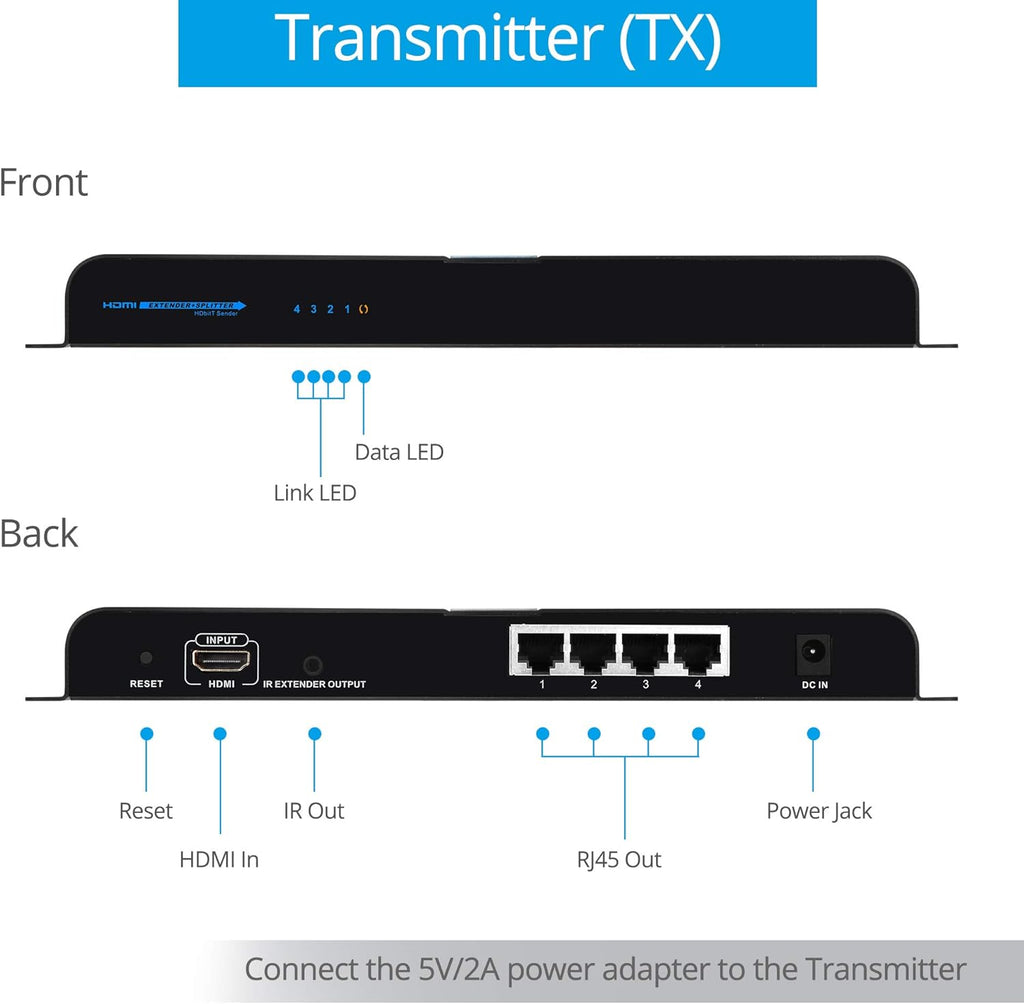 1x4 HDMI Extender Splitter Over IP CAT5e/CAT6 X4705