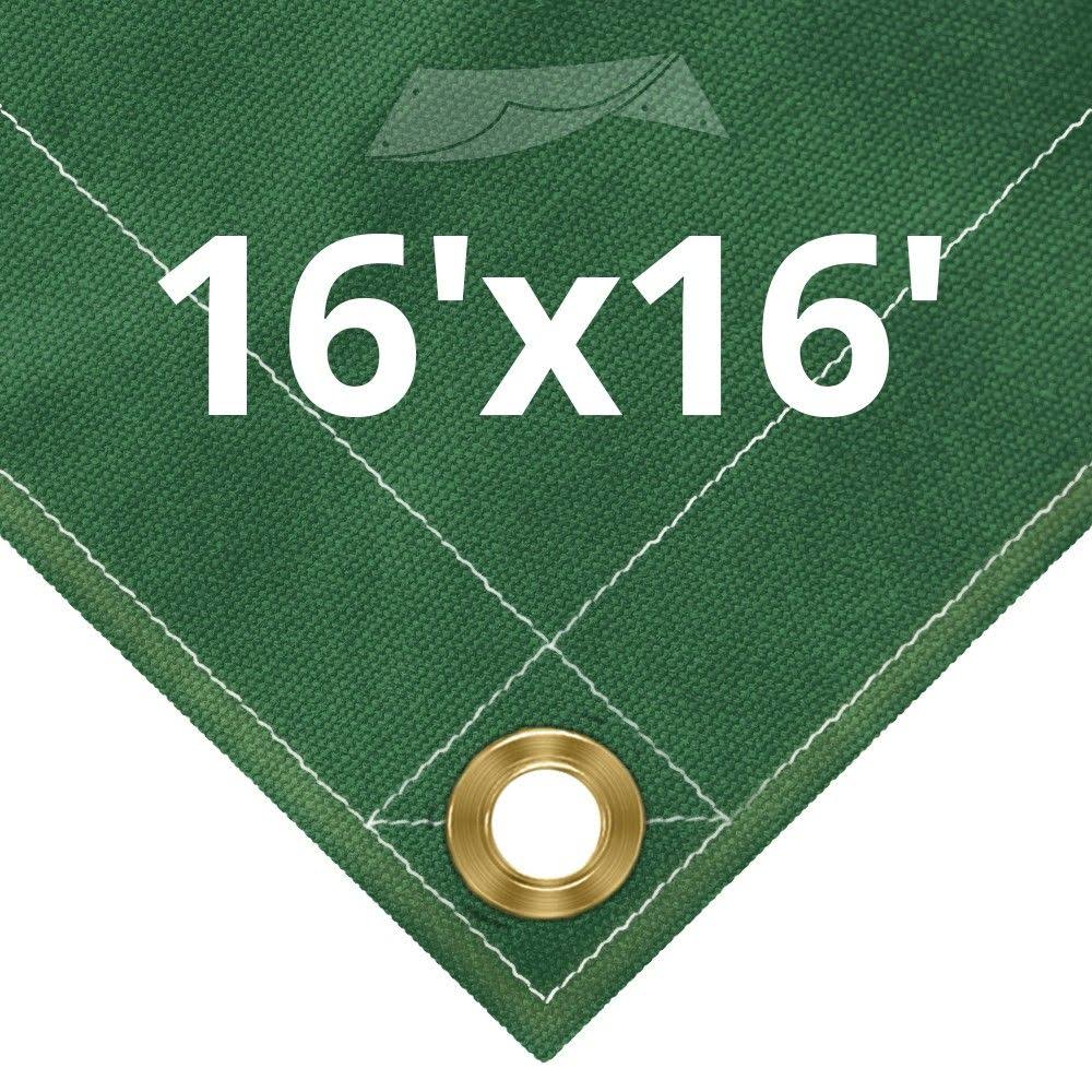 10 oz Green Canvas Tarps 16' x 16' T74897