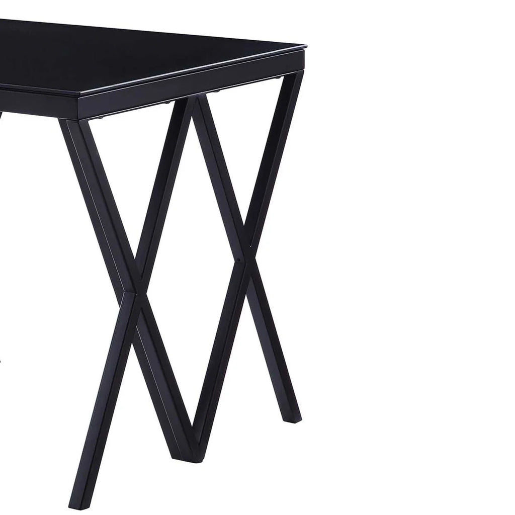 Black Metal End Table with Geometric Base R311946