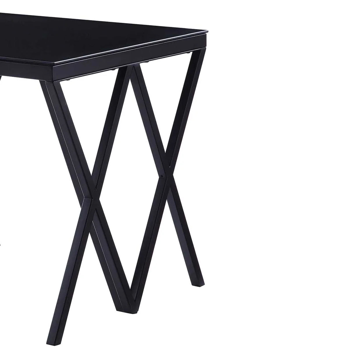 Black Metal End Table with Geometric Base R311946