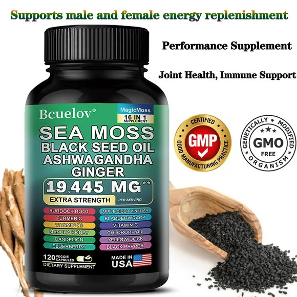 Black Seed Oil Ashwagandha Ginger Capsules 120 Capsules U349