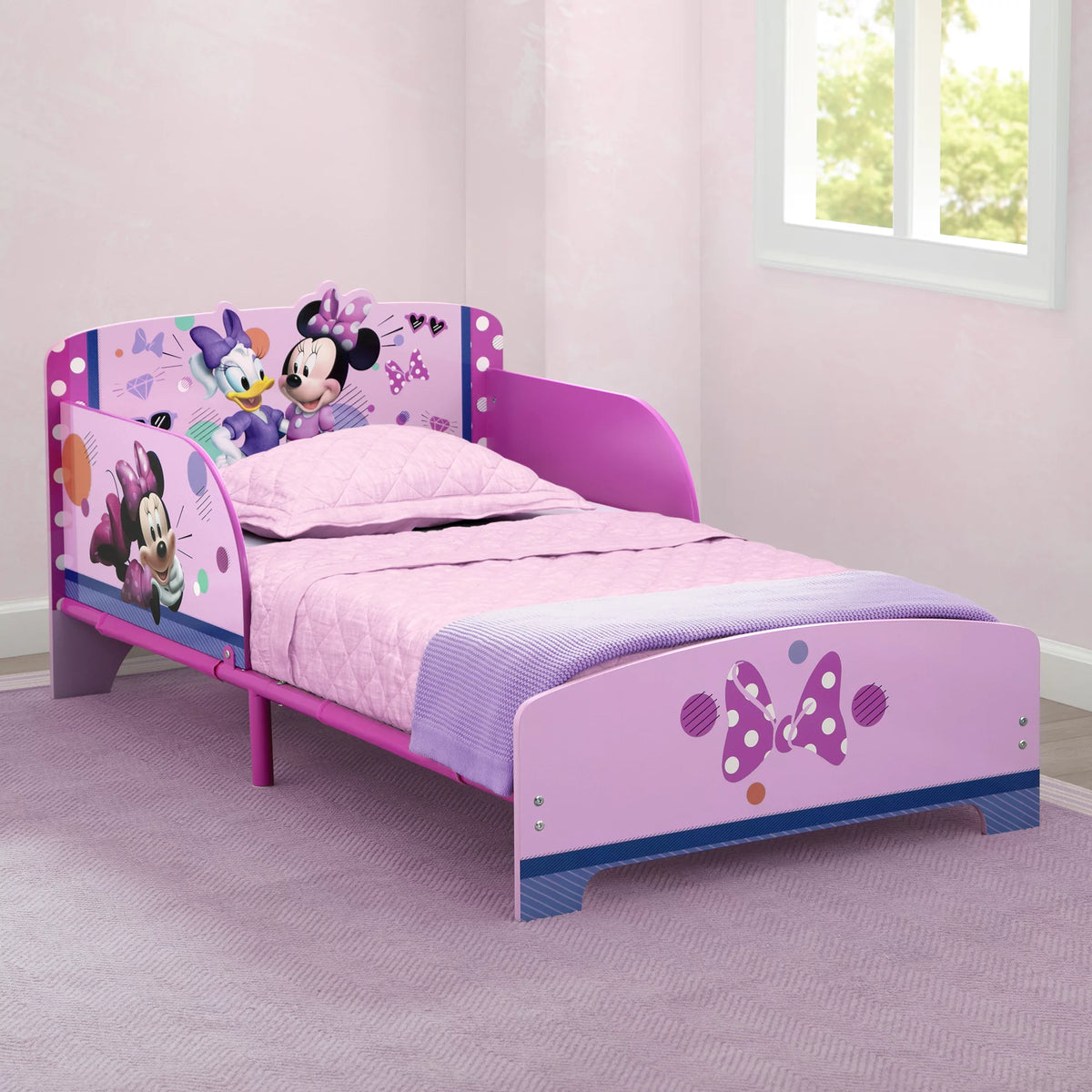 Pink Wood & Metal Toddler Bed T8544