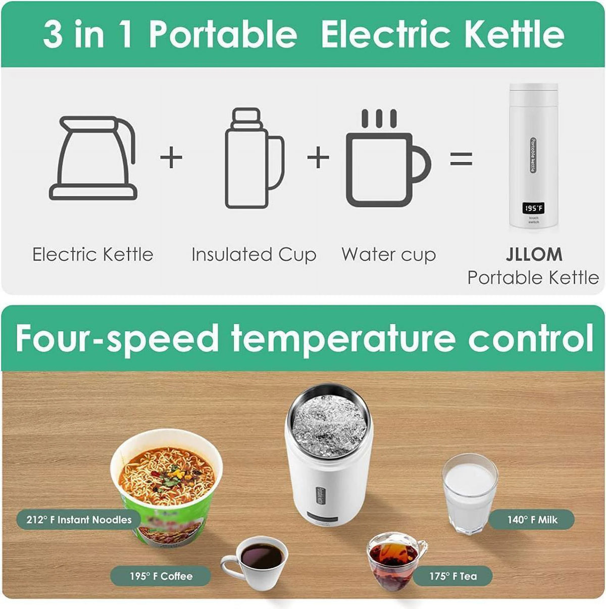 Portable Electric Kettle 380ml Temperature Settings A33734