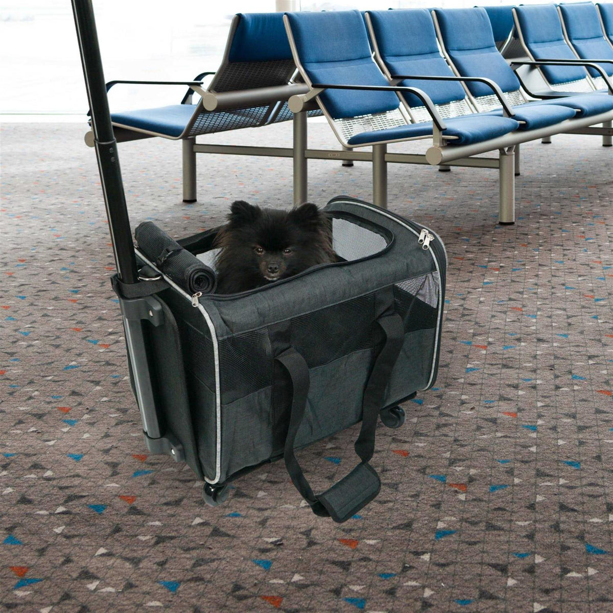 Airline Approved Rolling Pet Carrier with Wheels V9695