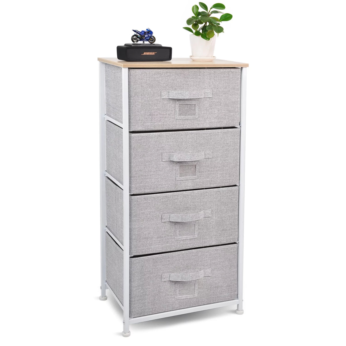 Rustic Brown 5 Drawer Fabric Dresser D86884