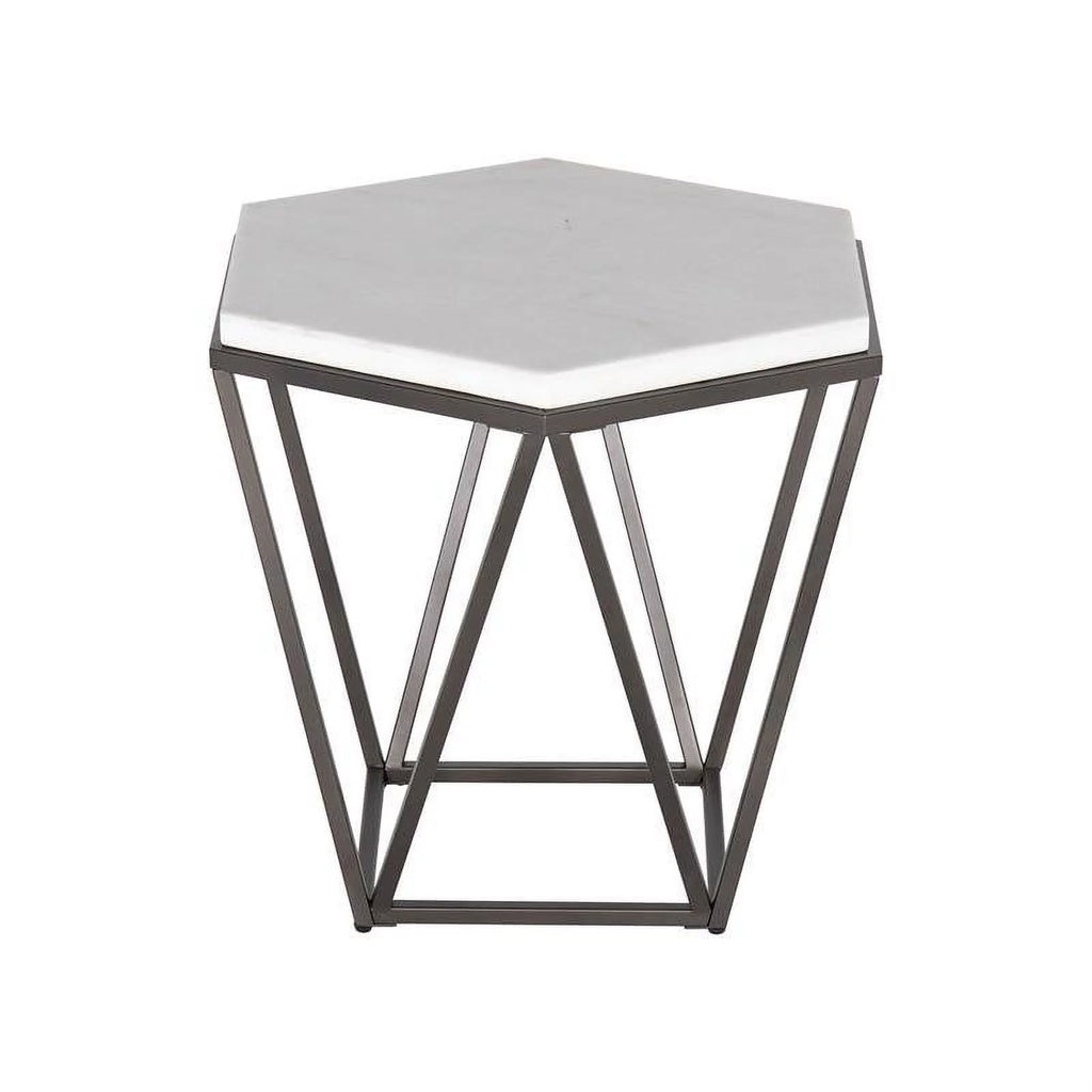 White Marble Top End Table D102351