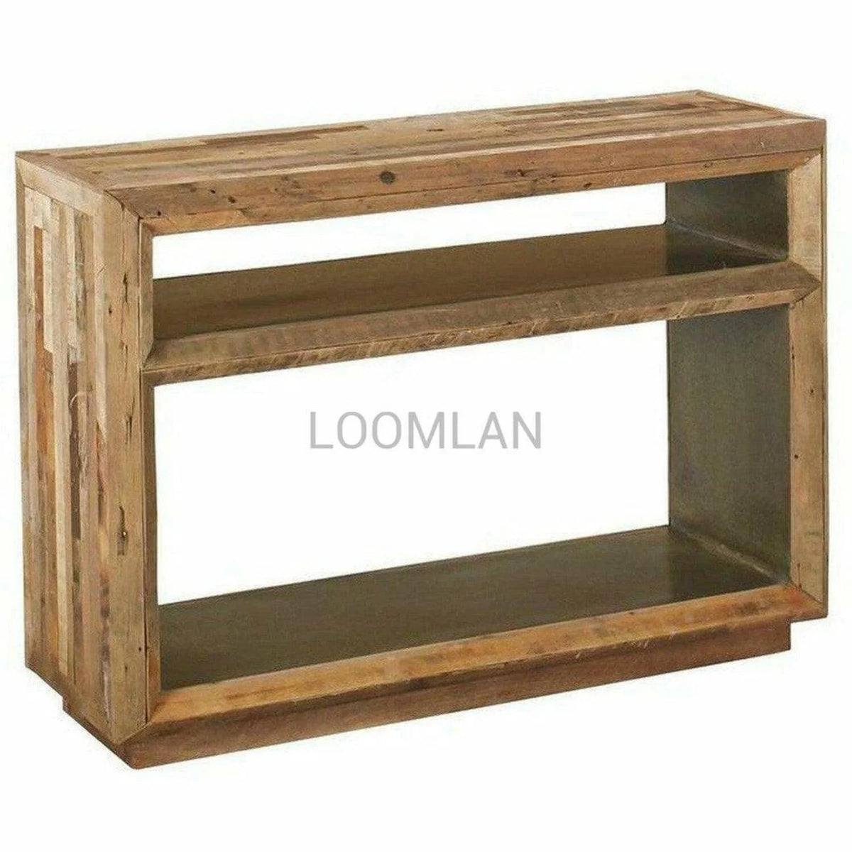 Slim Reclaimed Wood Console Table with Storage Shelves R51093