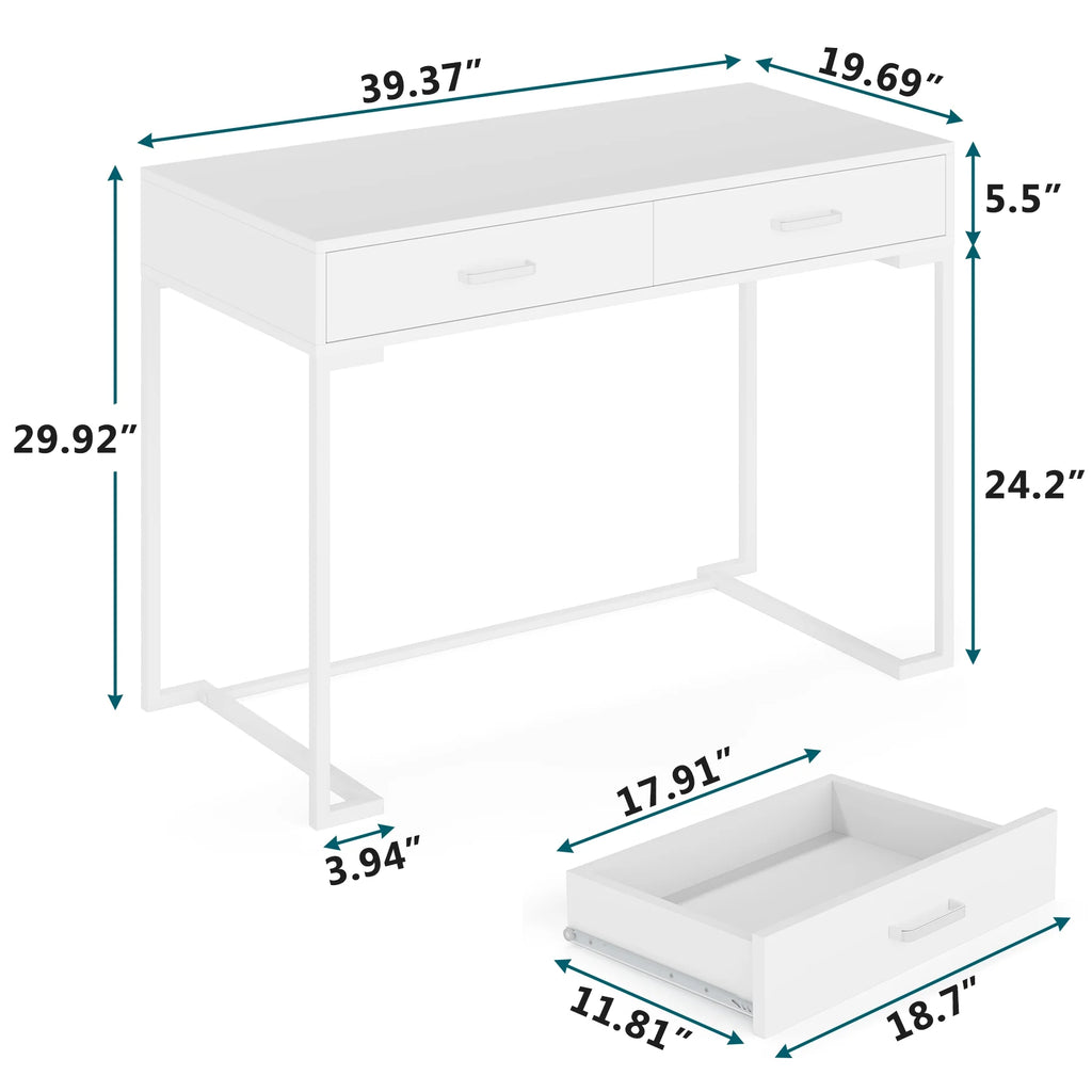 White Computer Desk with 2 Storage Drawers K26035