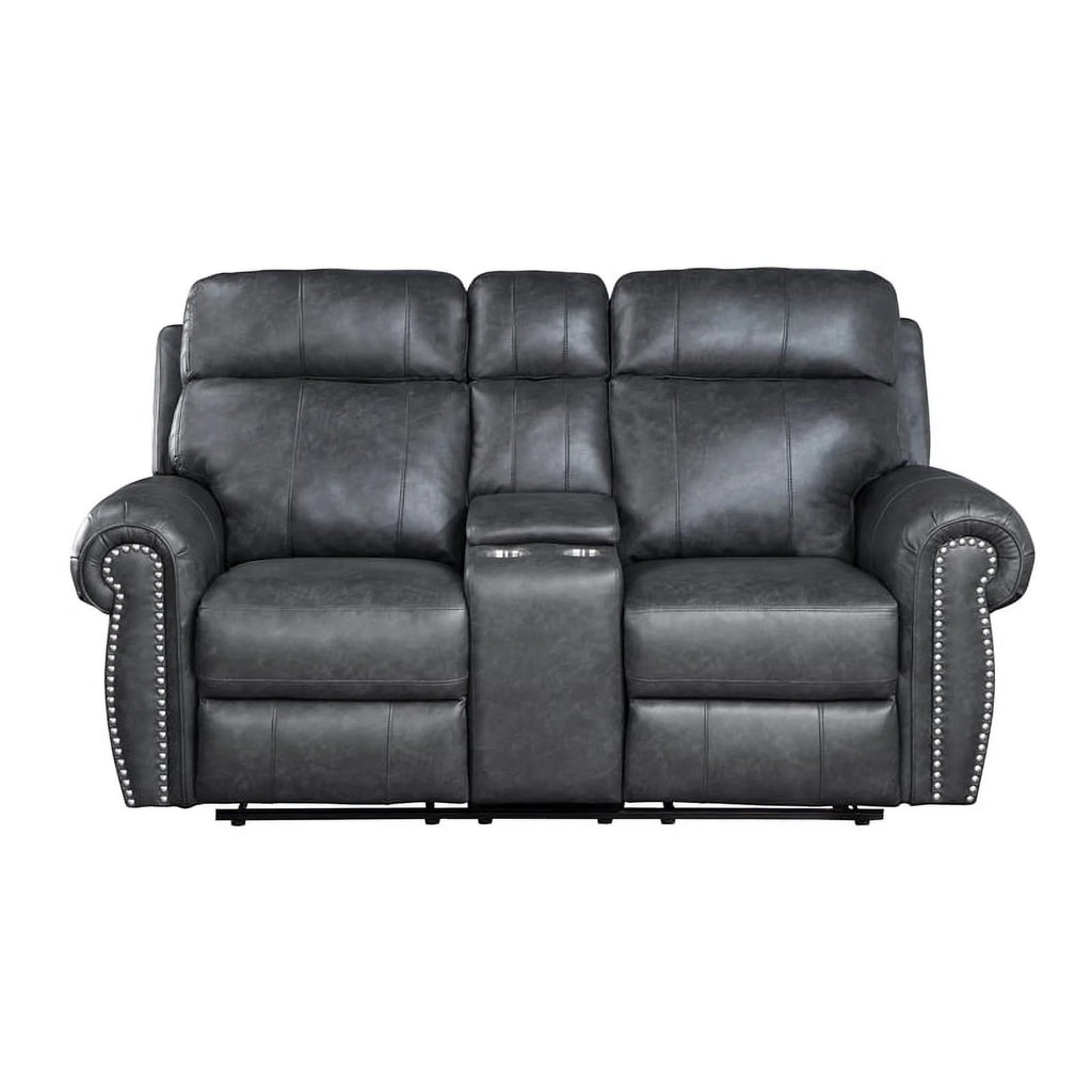 Gray Faux Leather 2-Piece Reclining Sofa Set S5995