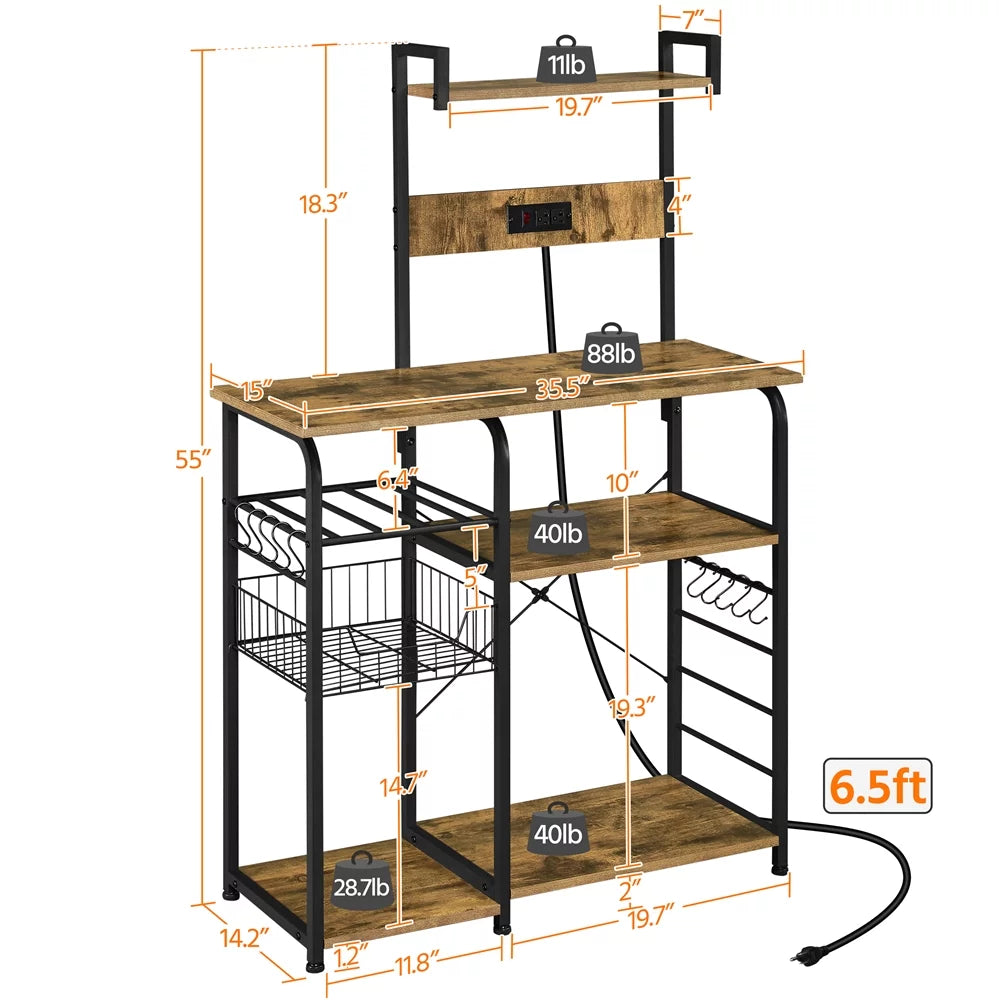 4-Tier Kitchen Baker's Rack with Power Outlet A4372