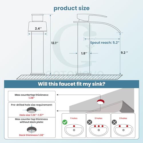 Tall Single Handle Stainless Steel Vessel Sink Faucet with Pop Up Drain, Matte Black C807066