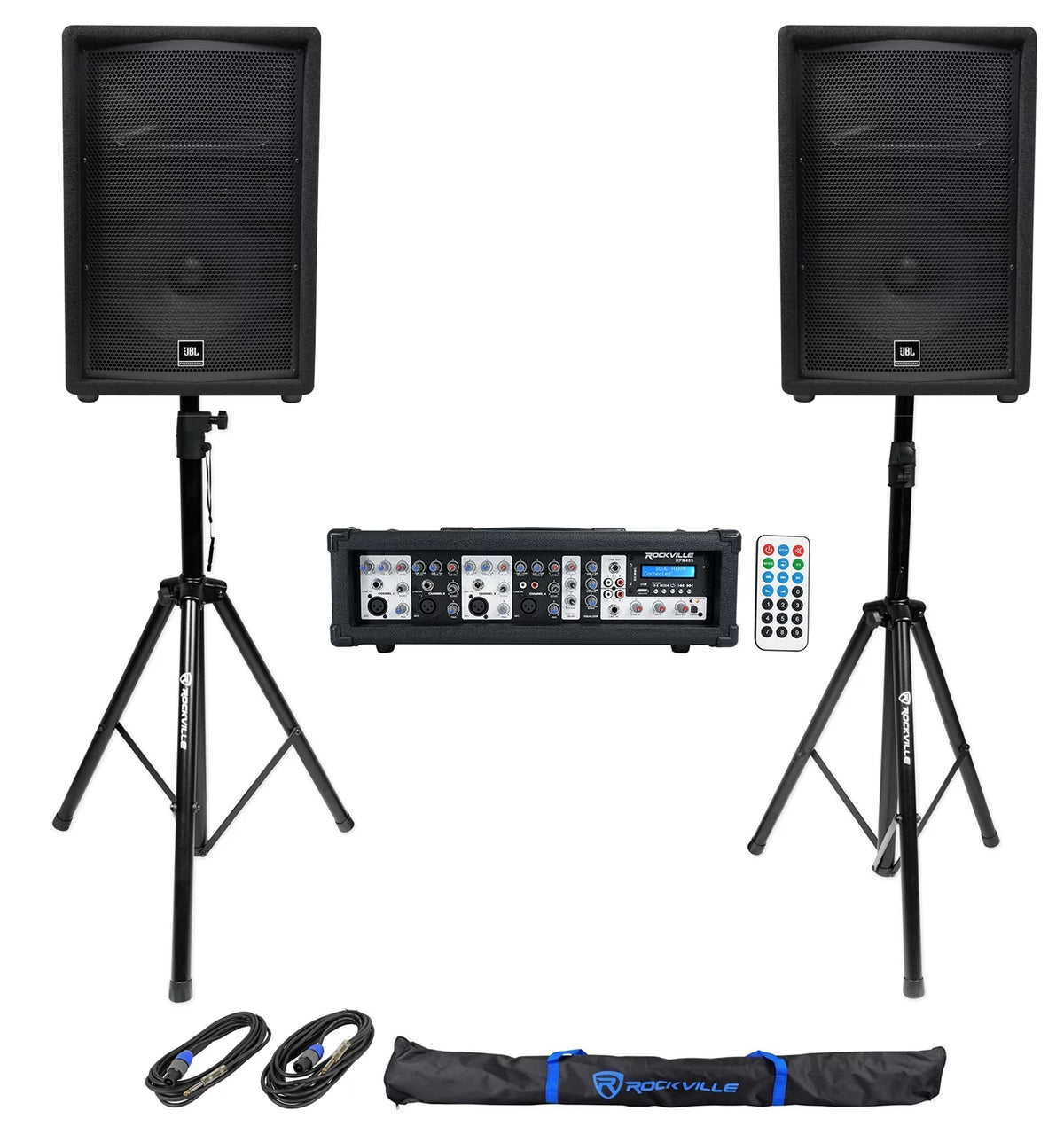 12" DJ PA Speakers and Powered 4-Ch. Mixer V6780
