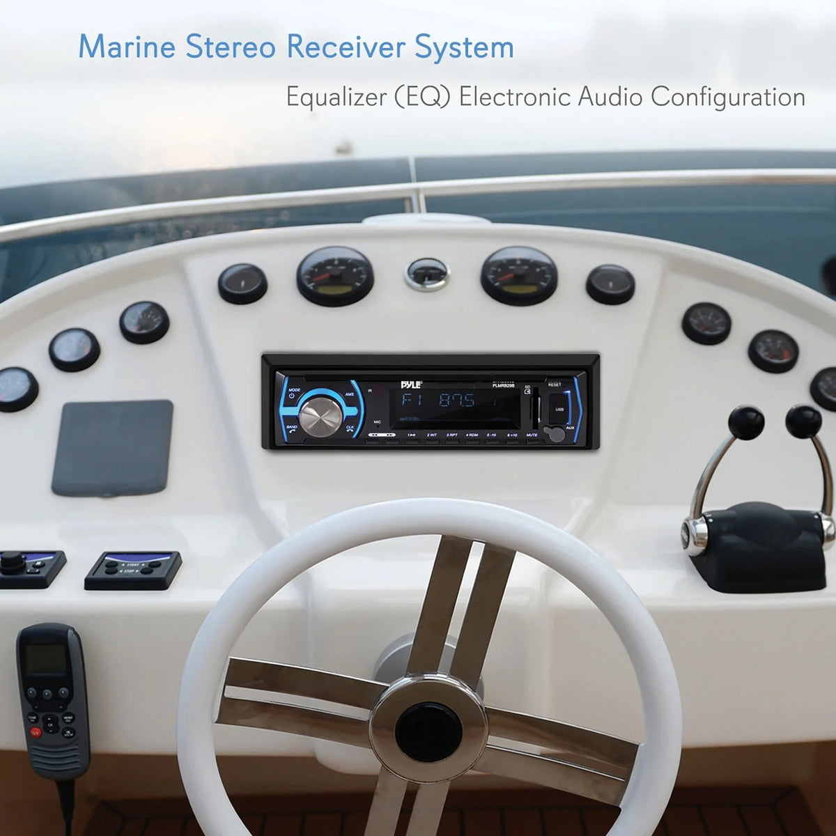 Black Single DIN Marine Bluetooth Stereo Radio O568