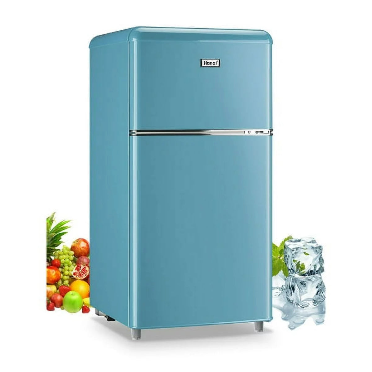 3.2 Cubic Feet Retro Dual Door Mini Fridge with Freezer I135544