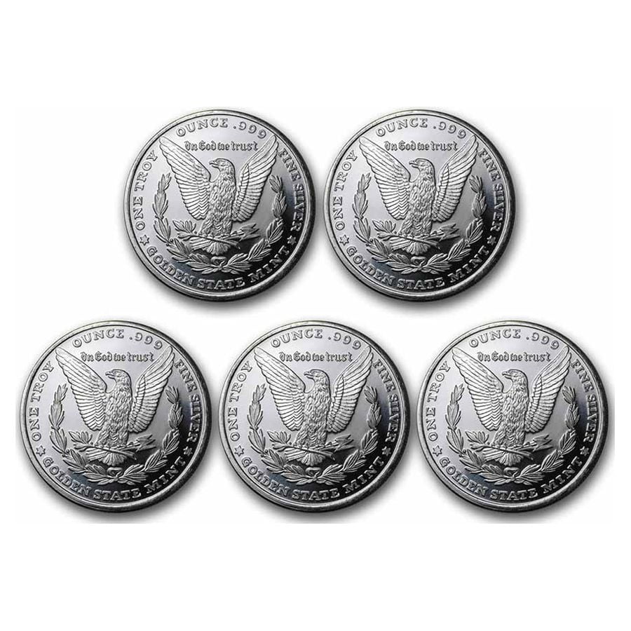 1 oz Silver Round Morgan Dollar Design Lot of 5 M406921