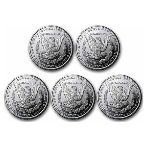 1 oz Silver Round Morgan Dollar Design Lot of 5 M406921