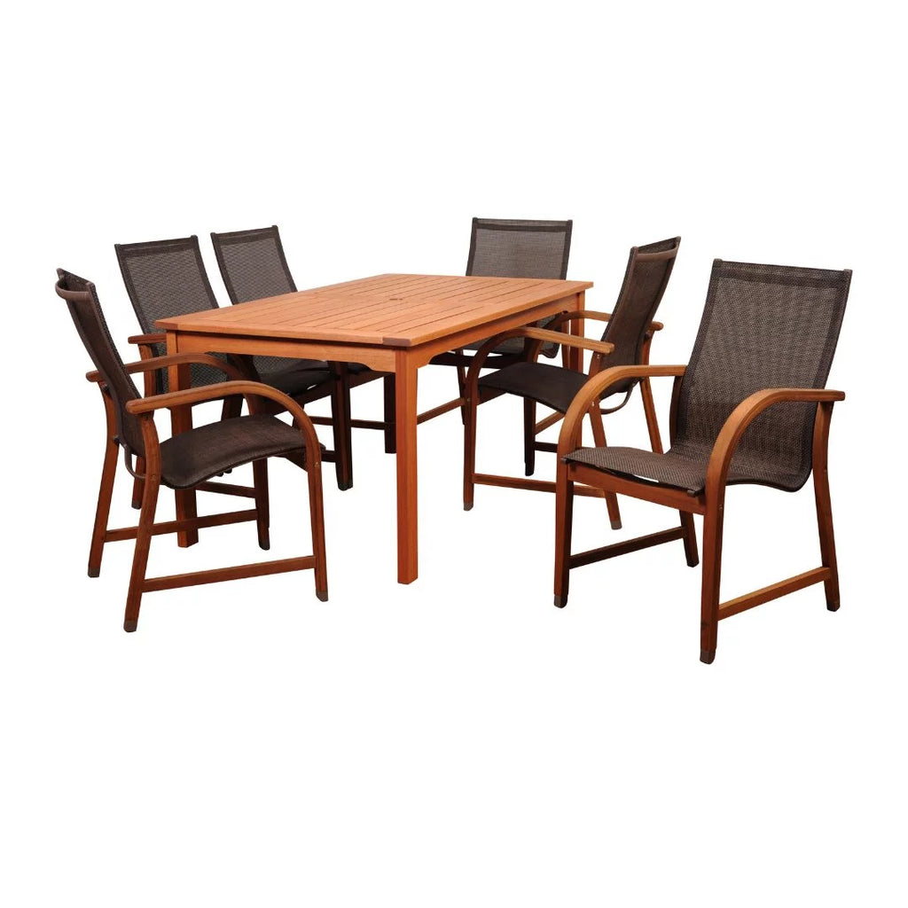 7-Piece Rectangular Eucalyptus Wood Patio Dining Set H752