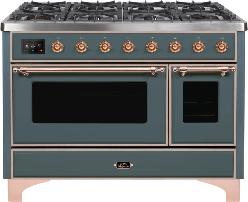 48 Dual Fuel Natural Gas Range Blue Grey Copper Trim J31456