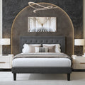 Queen Size Upholstered Platform Bed Frame with Adjustable Headboard Y173