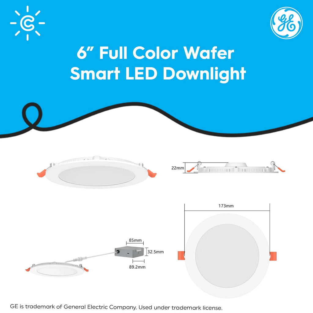 Smart LED Wafer Light, Color Changing 6in Indoor Downlight A487953