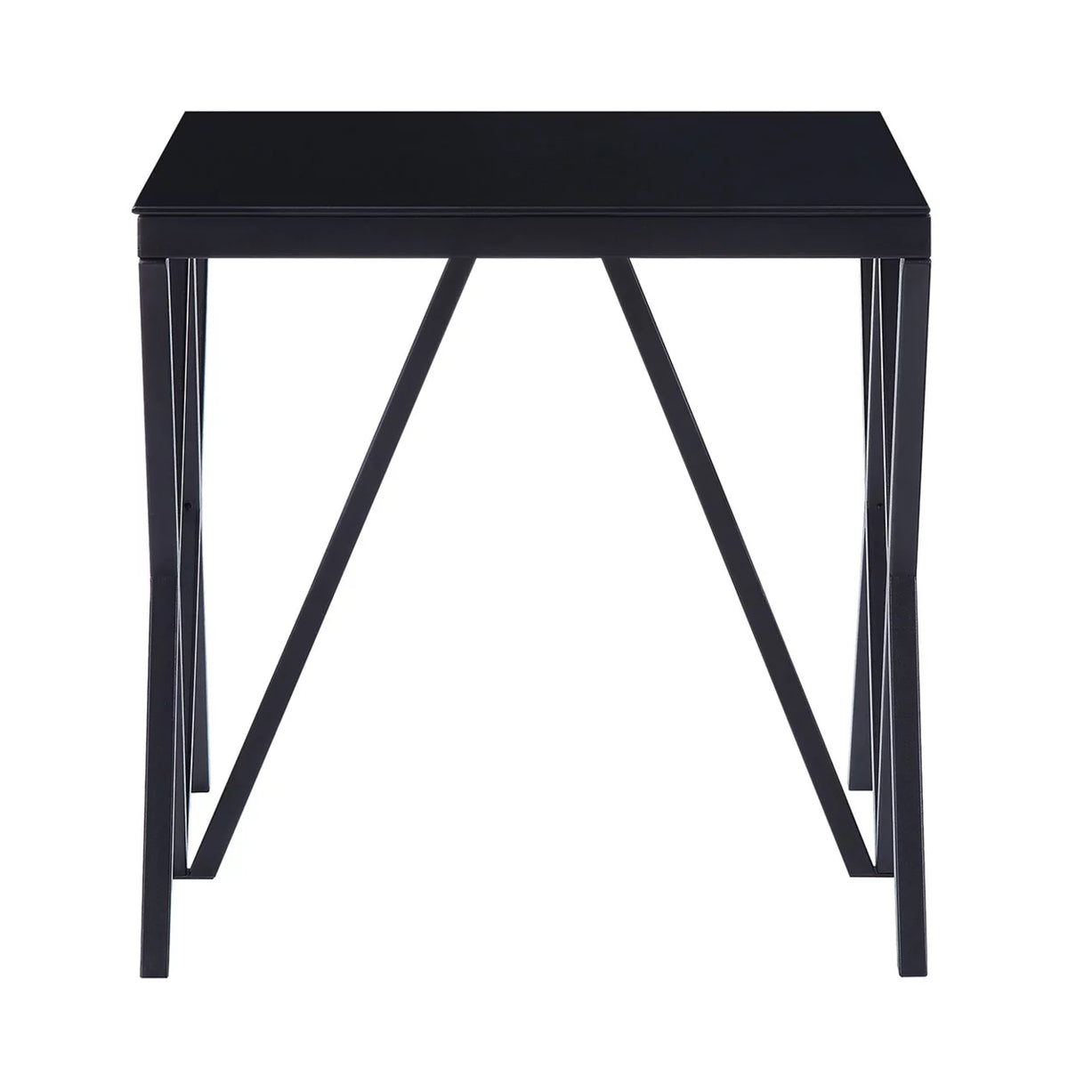 Black Metal End Table with Geometric Base R311946